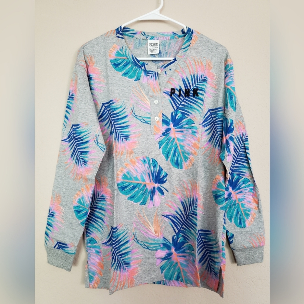 Victoria's Secret pink henley long sleeve tee